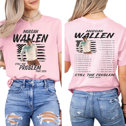 Country Music Tour Style T-Shirt - Vintage American Flag Concert Tee, White Adult Medium