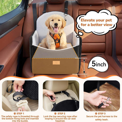 Dog Car Seat for Medium and Small Dogs, Black/Grey