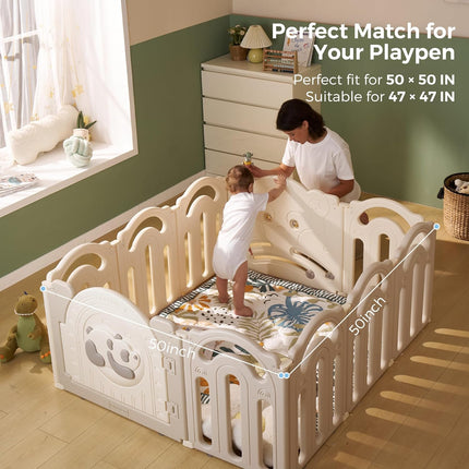 Baby Play Mat for Floor, 50" x 50" Thickened Foldable Forest World Mat