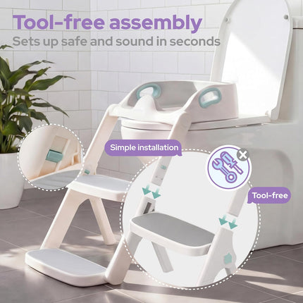 2-in-1 Toddler Potty Training Seat with Steps, Green