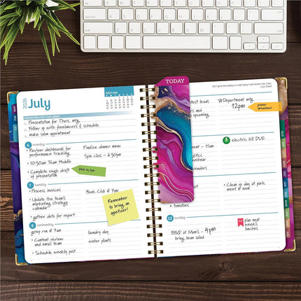 Hardcover Academic Year 2026-2027 Planner, 14 Months, Pink Purple Marble