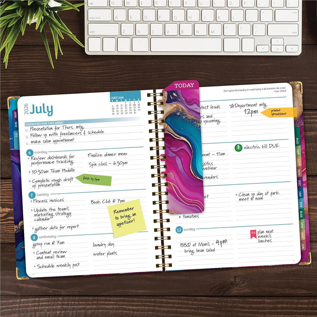 Hardcover Academic Year 2026-2027 Planner, 14 Months, Pink Purple Marble