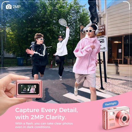 Mini Keychain Digital Camera, 2MP 1080P, Rose Gold