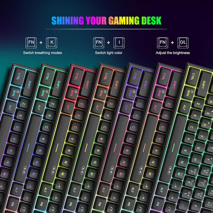 Mini 60% RGB Gaming Keyboard, 61-Key Black