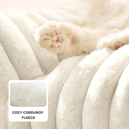 Cute Cat Couch for Indoor Pets with Removable Washable Cover, 24 Inch, Cream