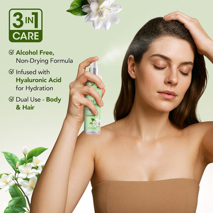 Jasmine Hair Perfume & Body Mist, Alcohol-Free Everyday Fresh Fragrance Spray, 3.4 fl oz