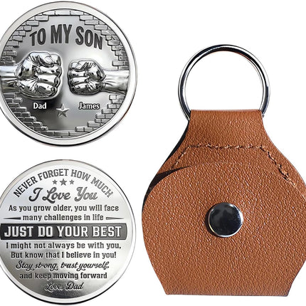 SourceToHome FuenteACasa To My Son Coin Pocket Hug, Custom A Hug From Dad Coin — Home & Lifestyle