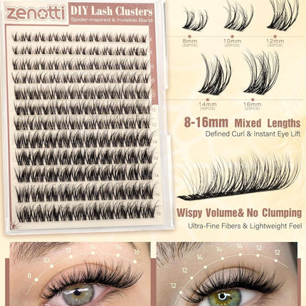 Spider Wispy DIY Eyelash Clusters, D Curl, 8-16mm
