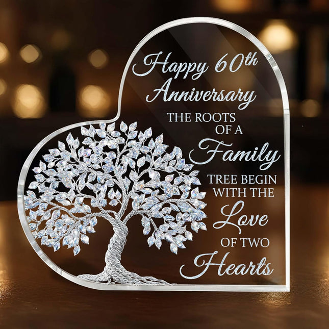 60th Wedding Anniversary Heart Acrylic Plaque