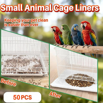 50 Pcs Leak-Proof Bird Cage and Small Animal Liners