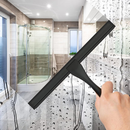 All-Purpose Stainless Steel Shower Squeegee for Shower Doors with 2 Adhesive Hooks