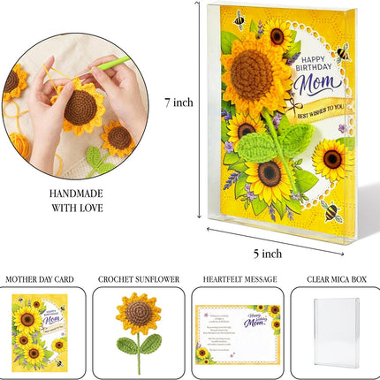 Crochet Sunflower Birthday Card for Mom