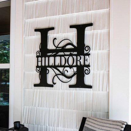 Custom Metal Name Sign | Personalized Split Letter Monogram Wall Decor