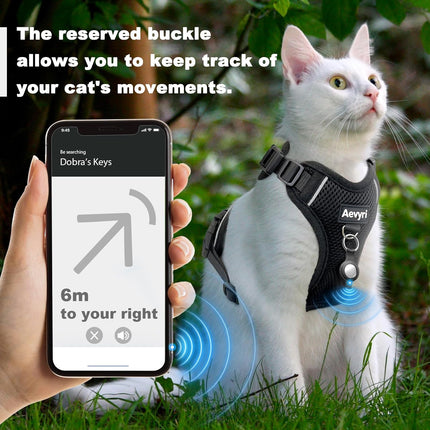 Black Adjustable Cat Harness and Leash, Medium
