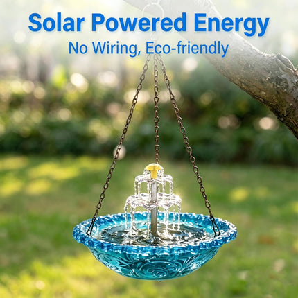 HomeChef ChefDelHogar Solar Cascade Hanging Bird Bath, 3-Layer Powered Birdbath Water Fountain — Kitchen & Home
