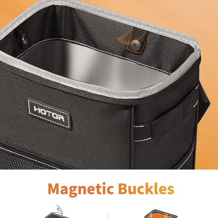 Car Trash Can with Lid and Storage Pockets, 2 Gallons, Black