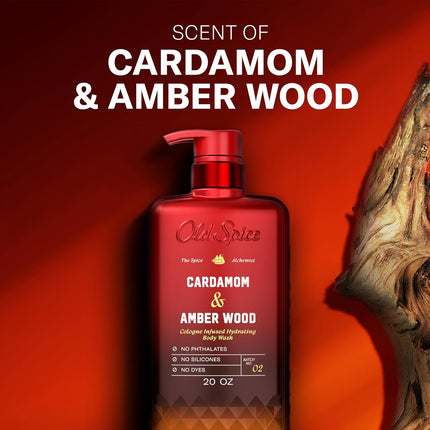 Men's Cardamom and Amber Wood Hydrating Body Wash, 20 oz
