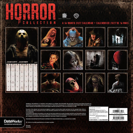 SourceToHome FuenteACasa 2027 Horror Collection (Bilingual French) Wall Calendar (English and — Home & Lifestyle