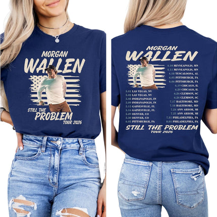 Country Music Tour Style T-Shirt - Vintage American Flag Concert Tee, White Adult Medium