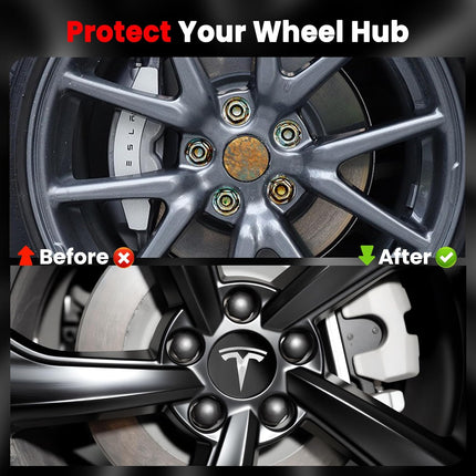 4 Pack 2.2 in Wheel Center Hub Cap Kit with Lug Nut Covers, Black & Silver