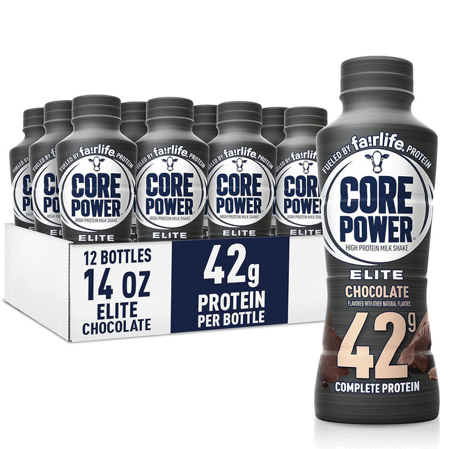 Elite High Protein Chocolate Shake, 42g Protein, 14 oz Bottles, 12 Pack