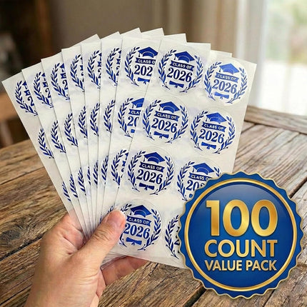 HomeChef ChefDelHogar 2026 Graduation Stickers Labels - Class of 2026 Blue Foil on Clear Vinyl — Kitchen & Home
