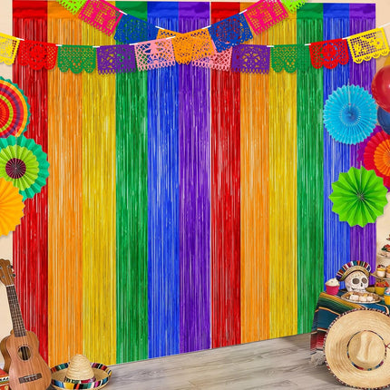 AuraHaus CasaAura Cinco de Mayo Decorations Fiesta Party Decorations Foil Fringe Curtains — Home Decor & Ambiance