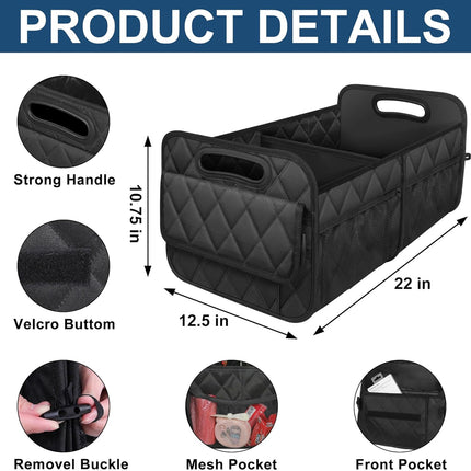 50L Waterproof Polyester Car Trunk Organizer in Black