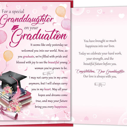 SourceToHome FuenteACasa Graduation Card for Granddaughter, Heartfelt Granddaughter Graduation Card — Home & Lifestyle