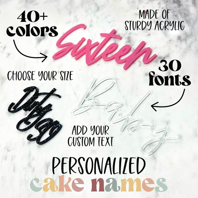 Custom Acrylic Cake Name Plate Topper
