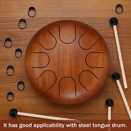 4pcs Wood Handle Steel Tongue Drum Mallets with 8 Finger Cots