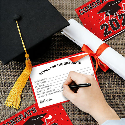 50 Graduation Wish & Advice Cards for Class of 2026 - Red and Black