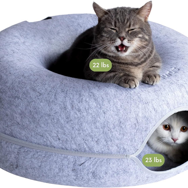 Light Gray Large Peekaboo Cat Cave Donut Bed for Large Indoor Cats
