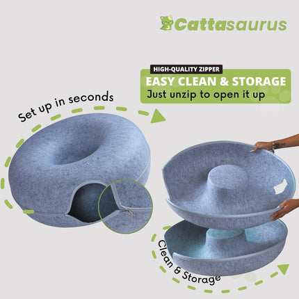 Jumbo Light Gray 3-in-1 Peekaboo Cat Cave Donut Bed