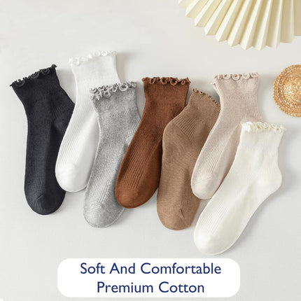 6 Pairs Women’s Ruffle Ankle Socks