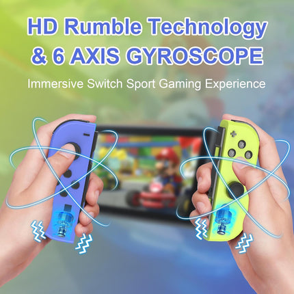 Wireless Hall Effect Controllers for Switch 1, OLED & Lite - Blue/Yellow