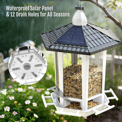 2-Pack Solar Hanging Bird Feeders for Outdoors