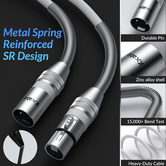 6 FT White XLR Male to Female Balanced Microphone Cable