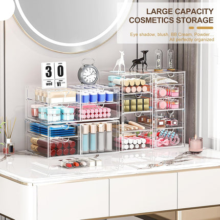 Clear 16-Drawer Desktop Makeup & Office Organizer Set