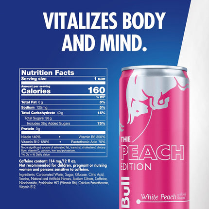 ZenPulse PulsoZen Red Bull Peach Edition Energy Drink, White Peach — Health & Wellness