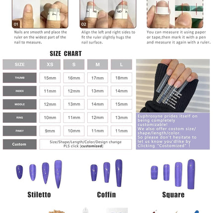 10PCS Colorful Swirl Press On Nails - Long Coffin Glossy Y2K Nails