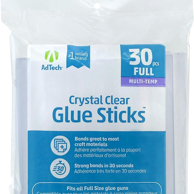 Multi-Temp Full Size Clear Hot Glue Sticks, 4-Inch, 30 Count