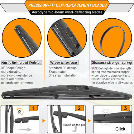 26 in + 16 in Windshield Wiper Set with 12 in Rear Blade, Pack of 3