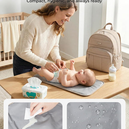 Camel Puffy Multi-Pocket Diaper Bag Backpack with Changing Pad