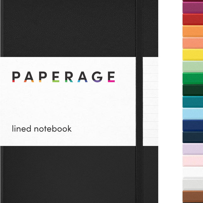 Black Hardcover Lined Journal Notebook, 160 Pages