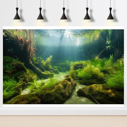 Ocean Floor Aquarium Background, Durable Vinyl 48x24 in