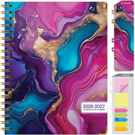 Hardcover Academic Year 2026-2027 Planner, 14 Months, Pink Purple Marble