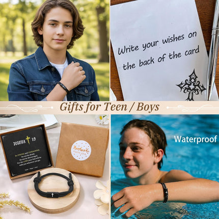 Joshua 1:9 Cross Bracelet for Men and Boys