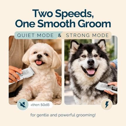 Quiet Cordless Pet Grooming Clipper Kit with Ceramic Blades