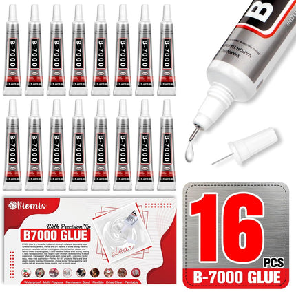 B7000 Bedazzling Glue, 16 Pack Clear Rhinestone Adhesive with Precision Tips